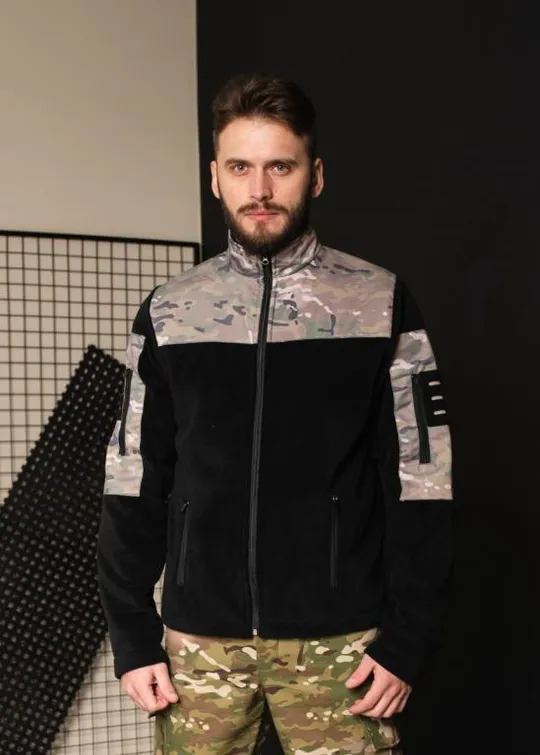 Купити Кофта флисовая мужская военная тактическая с липучками под шевроны ВСУ (ЗСУ) Мультикам 8036 46 разм