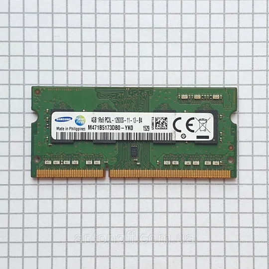 Модуль пам&#039;яті Samsung 4GB 1Rx8 PC3L-12800S (DDR3L) M471B5173DB0-YK0 для ноутбука Ціна