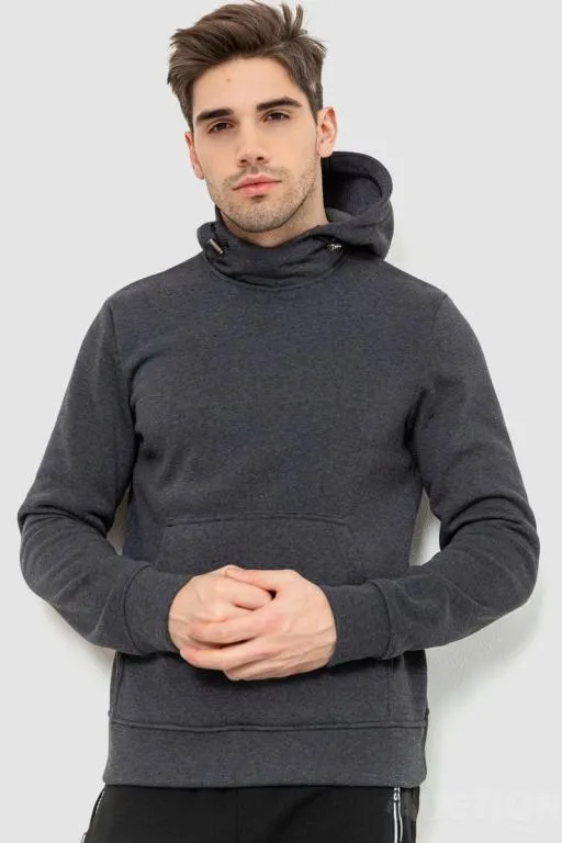 Худи мужской на флисе с капюшоном, цвет темно-серый, 214R022 Ціна
