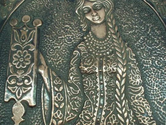 Чеканка сказка девушка и прялка металл картина-карбування ссср размер 47,5х27,2 см №15062М Характеристики