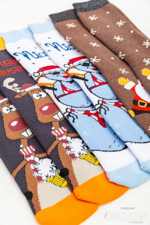 Купити Комплект женских носков новогодних 3 пары, цвет темно-серый, белый, коричневый, 151R262