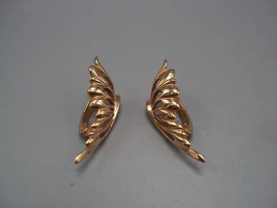 Серьги бабочки бабочка золото клеймо 585 проба герб Украина 4КХР вес 6,26 г длина 3,2 см №14714 Ціна