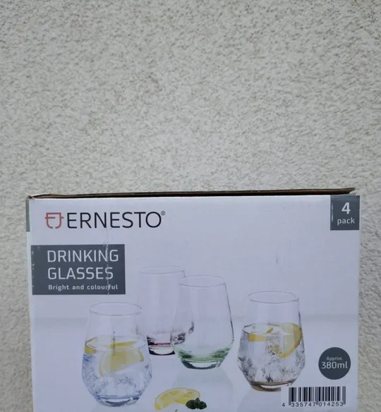 Набір прозорих склянок Ernesto «Круглий» 380 мл, 4 штуки з кольоровим дном Ціна