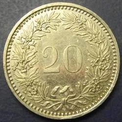 Купити 20 рапенів 2010 Швейцарія