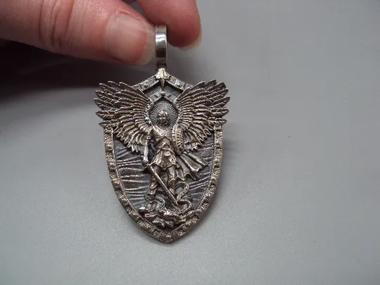 Кулон подвеска амулет святой Архангел Михаил серебро 925 проба вес 19,49 г авторская работа №15560 Де купити