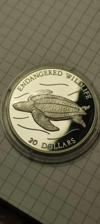 Купити 20 долларов 1993 года монета серебро Черепаха 1 унция Тувалу Елизавета Вторая vk481