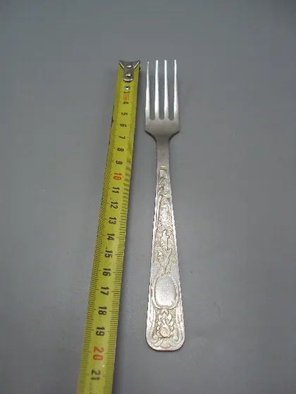 фото, Столовые приборы вилка столовая нерж узор листья листочки нержавейка длина 19,8 см №18636в