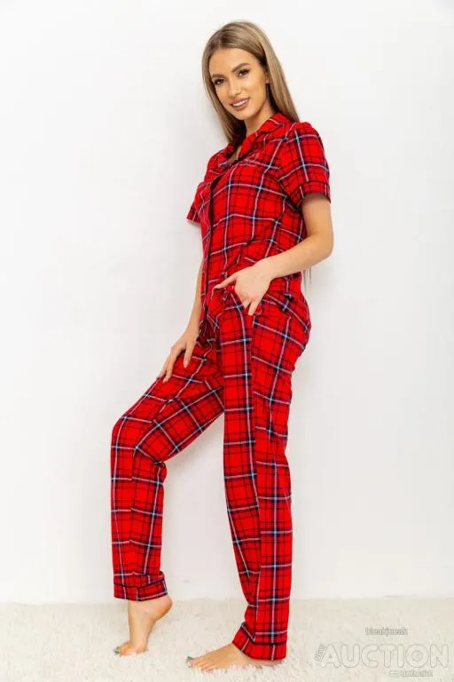 Пижама женская в клетку, цвет красный, 219RP-250 Де купити