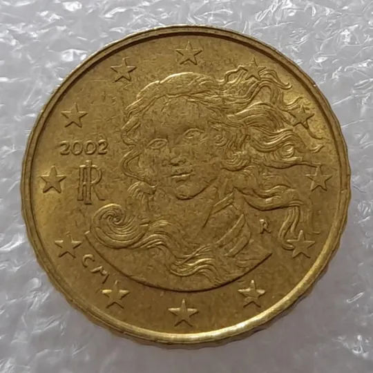 (2283) 10 євроцентів 2002 Італія  роздвоєний кант (10 евроцентов 2002 Италия брак) Ціна