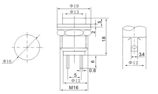 Кнопка DS-212 blue OFF-(ON), 2pin, 3A 250V, синя З аукціону