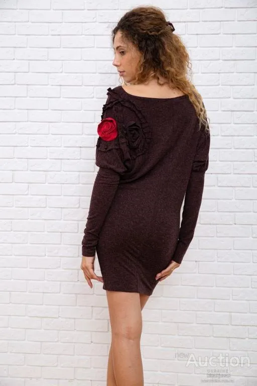 Шерстяное приталенное платье, коричневого цвета, 167R147-1 З аукціону