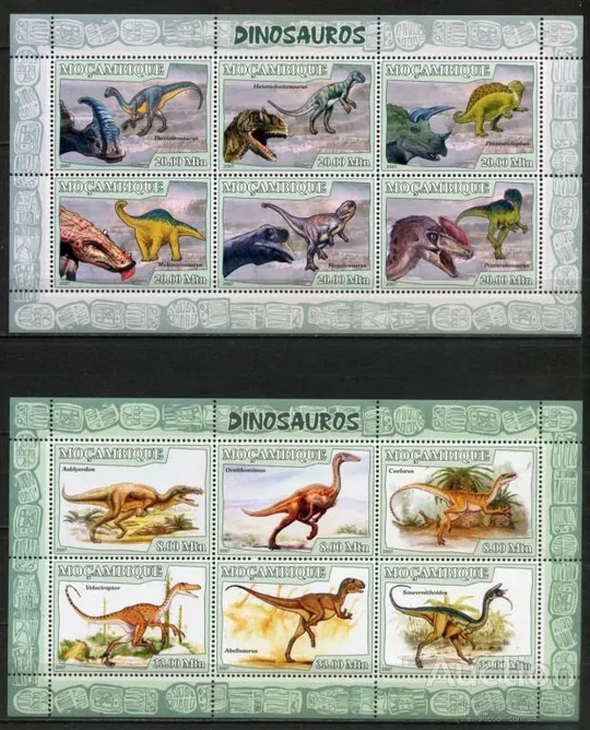 Мозамбик-Динозавры-2007. Чистый полный красивый комплект-Блок+ 2 М/Листа.MNH. З аукціону