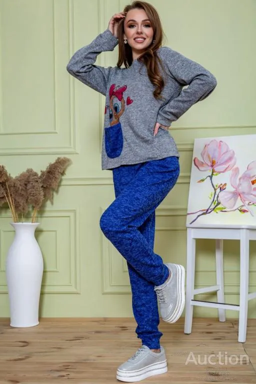 Женский костюм штаны + кофта, серо-синего цвета, 172R1211 З аукціону
