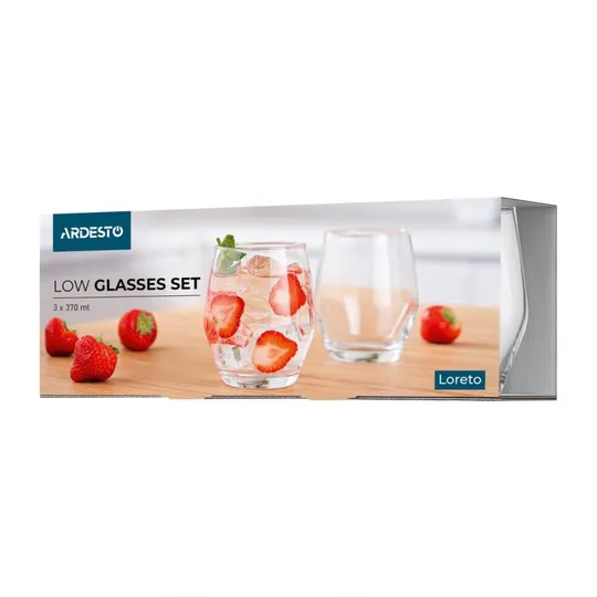 Набор низких стаканов Ardesto Loreto AR2637LLT 370 мл 3 шт Інтернет-аукціон