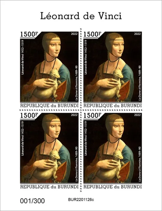 Бурунди-Леонардо да Винчи-2022.Чистый уникальный -номерной -лимитированный М/Лист.MNH. Ціна