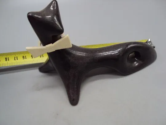 Фигура керамика черный кот статуэтка котик с бантом кошка с бантиком винтаж размер 8,4 х 14,4 см №47 Продаж