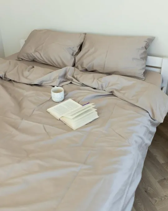 Постельное белье двуспальное Dushka Home Сатин Люкс 20905 180х215 см светло-серый З аукціону