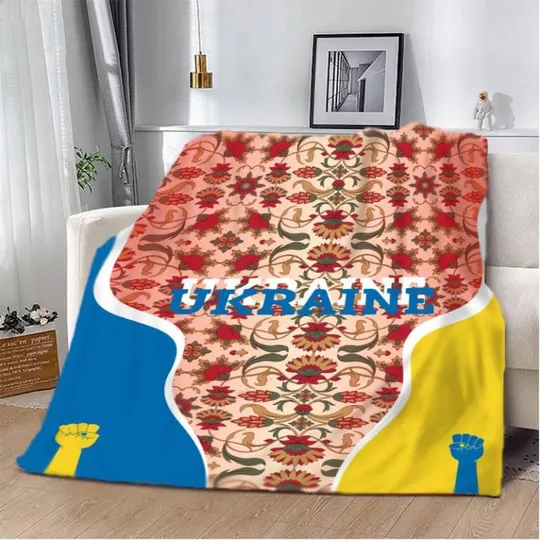 Плед 3D патриотический в Петриковской росписи Магия народной росписи 2638_B 12548 135х160 см Ціна