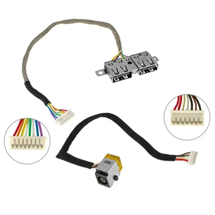 фото, Б.У.Роз'єм живлення, роз'єм USB для ноутбука HP (ProBook: 4520s, 4525s, 4720s) з кабелем 599807-001