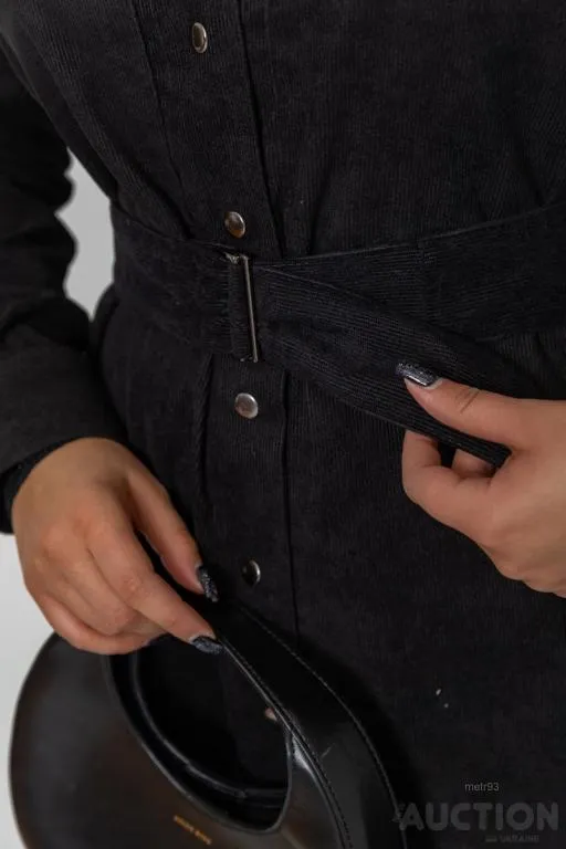 Платье-рубашка с поясом, цвет черный, 102R5135-1 Де купити