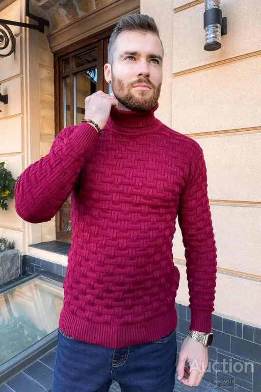 Свитер мужской, цвет бордовый, 161R602 Ціна