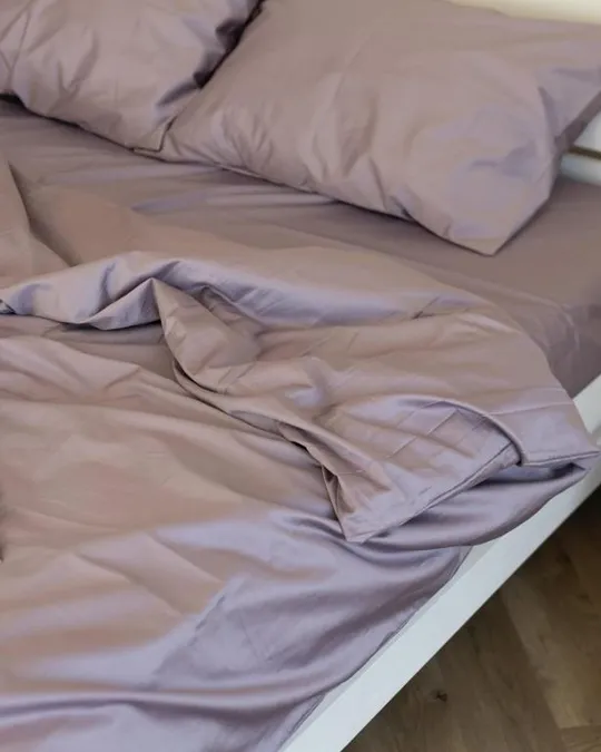 Постельное белье семейное Dushka Home Сатин Люкс 20903 160х215х2 см бледно-лавандовое Де купити