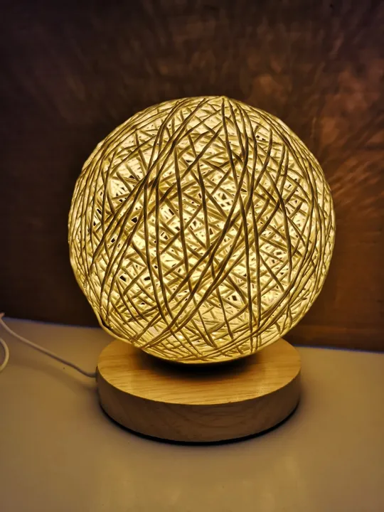Купити Місячна лампа Світлодіодна настільна лампа з місяцем Дерев’яна настільна куля Світло з лляною кулькою з регулюванням яскравості Абажур з ротанга Спальня Приліжкова нічниця Домашній декор (17)