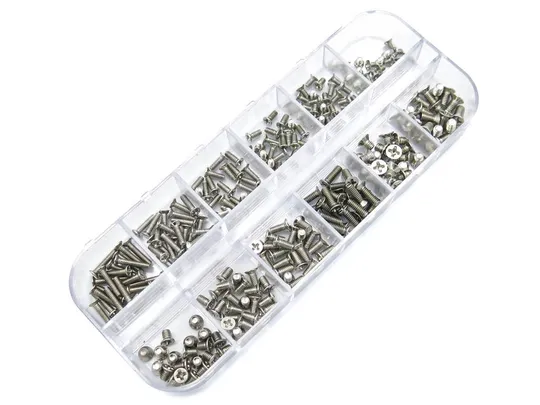 Винты, болты, винтики, болтики (12 видов по 20шт, 240шт) набор M2,M2.5, M3. Никелированные. Ціна