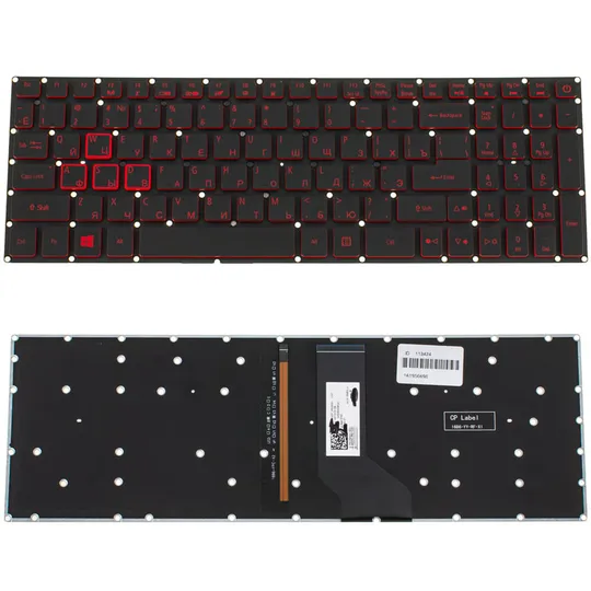 Купити Клавіатура для ноутбука ACER (Nitro: AN515-41) rus, black, без фрейма, підсвічування клавіш(оригінал)
