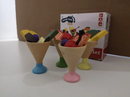 Дерев&#039;яні іграшки. Набір для морозива 4 предмета з фруктами (17) Ціна