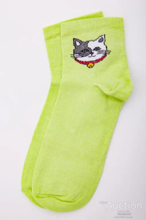 Женские носки, салатового цвета с принтом, средней длины, 167R346 Ціна