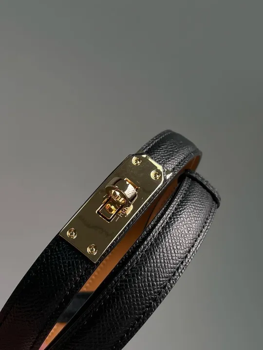 Ремінець жіночий Hermes Kelly 18 Belt Black Leather  66139 З аукціону