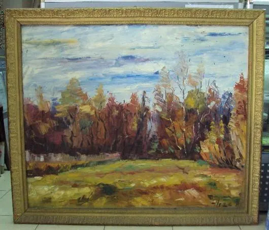 Картина в ажурной раме Осенний пейзаж осень художник Нейман холст, масло 94,3 х 111 см №112 Ціна
