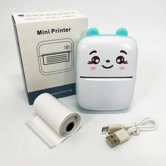 Купити Портативный минипринтер Mini printer с Bluetooth для термопечати без чернил со смартфона. Цвет: гол