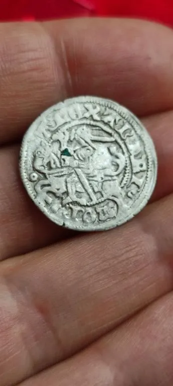 Монета начала 16 века Орёл с высунутым языком, всадник с мечом, Литва, серебро tvk58. З аукціону