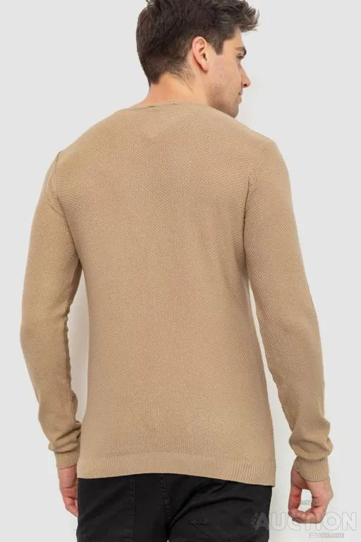 Свитер мужской однотонный, цвет бежевый, 214R2003 Продаж