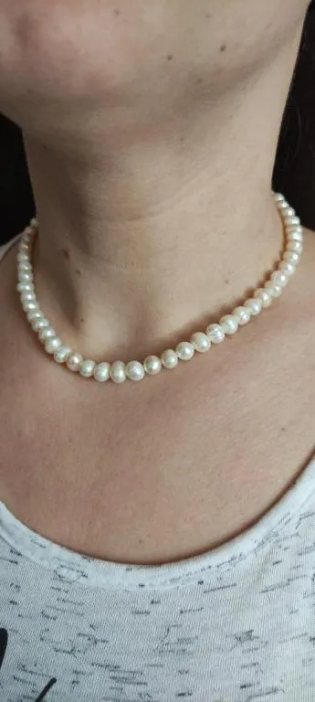 Новое! белоcнежное жемчужное ожерелье , модная драгоценность-НАСТОЯЩИЙ ЖЕМЧУГ  nl1 Продаж