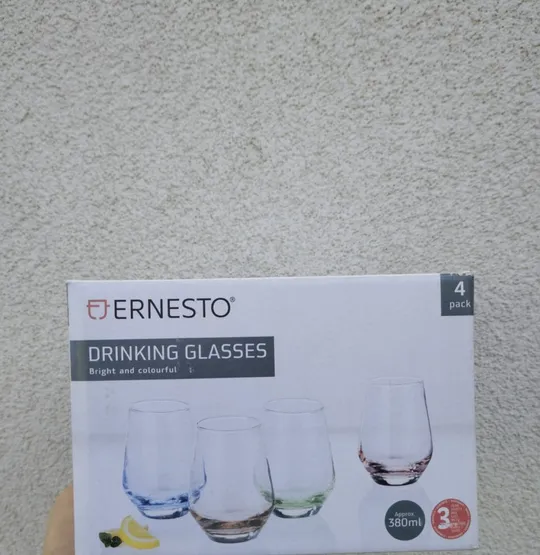 Купити Набір прозорих склянок Ernesto «Круглий» 380 мл, 4 штуки з кольоровим дном