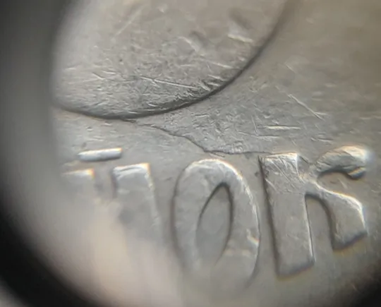 (7181) 25 копійок 1992 3БАм тріщина на реверсі + "привид" на аверсі (25 копеек 1992 3БАм брак) Продаж