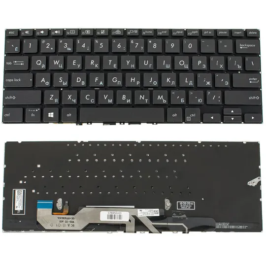 Клавіатура для ноутбука ASUS (UX362 series) rus, black, без фрейма, підсвічування клавіш Ціна