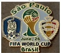 фото, Футбол - матчевый значок из серии  "Чемпионат Мира 2014" Южная Корея - Бельгия