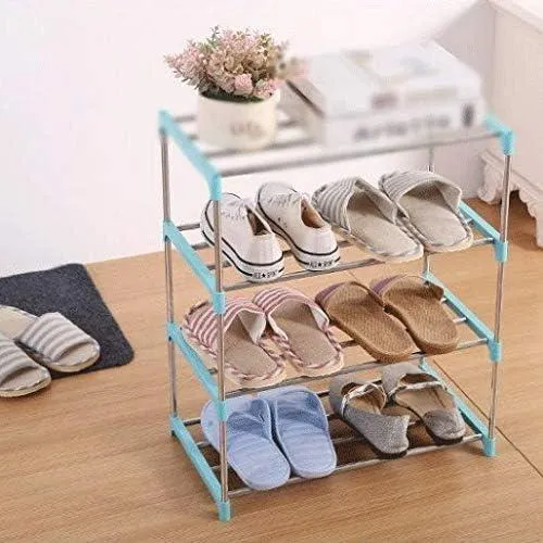 Полка для обуви в коридор металлическая на 4 ярусов 42*26*55 см, этажерка для обуви Голубой З аукціону
