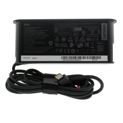 фото, Оригінальний блок живлення для ноутбука LENOVO TYPE-C 95W, Black, SLIM OVALE