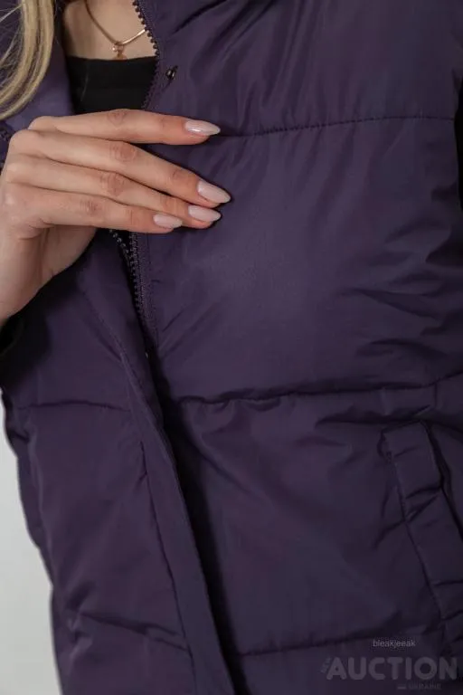 Жилет женский с капюшоном, цвет темно-фиолетовый, 243R20232 Де купити