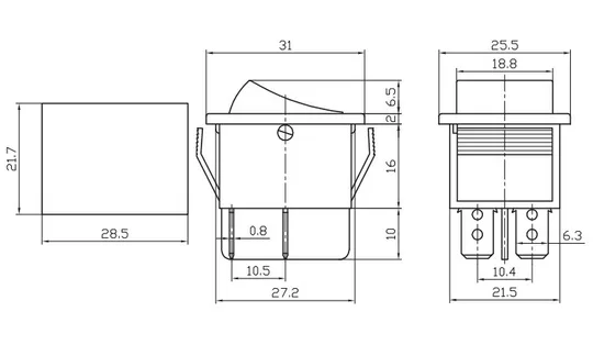 Купити Перемикач клавішний з підсвічуванням IRS-201-1A (ON-OFF) , 4pin, 15A, 220V, синій