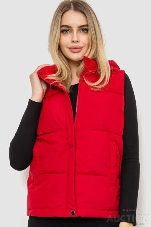 Жилет женский с капюшоном, цвет красный, 243R20232 Ціна