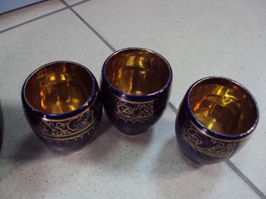 Коньячный набор штоф графин и стопки кобальт позолота фарфор лот высота 22 см, рюмки 6х4,6 см №13037 Недорого