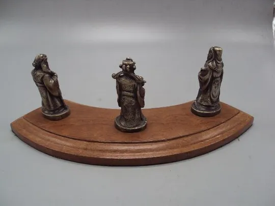 Фигура серебро статуэтка Три звездных старца Мудрец Фу, Мудрец Лу и Мудрец Шоу на подставке №14268 Інтернет-аукціон