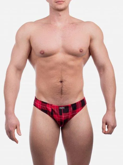 Чоловічі труси плавки Bono МП 000225 в клітинку червоні розмір 48 М 48 Ціна