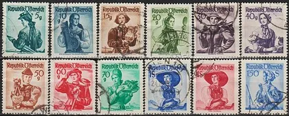 фото, 1948 - Австрія - Народні костюми Mi.893-916  _гаш